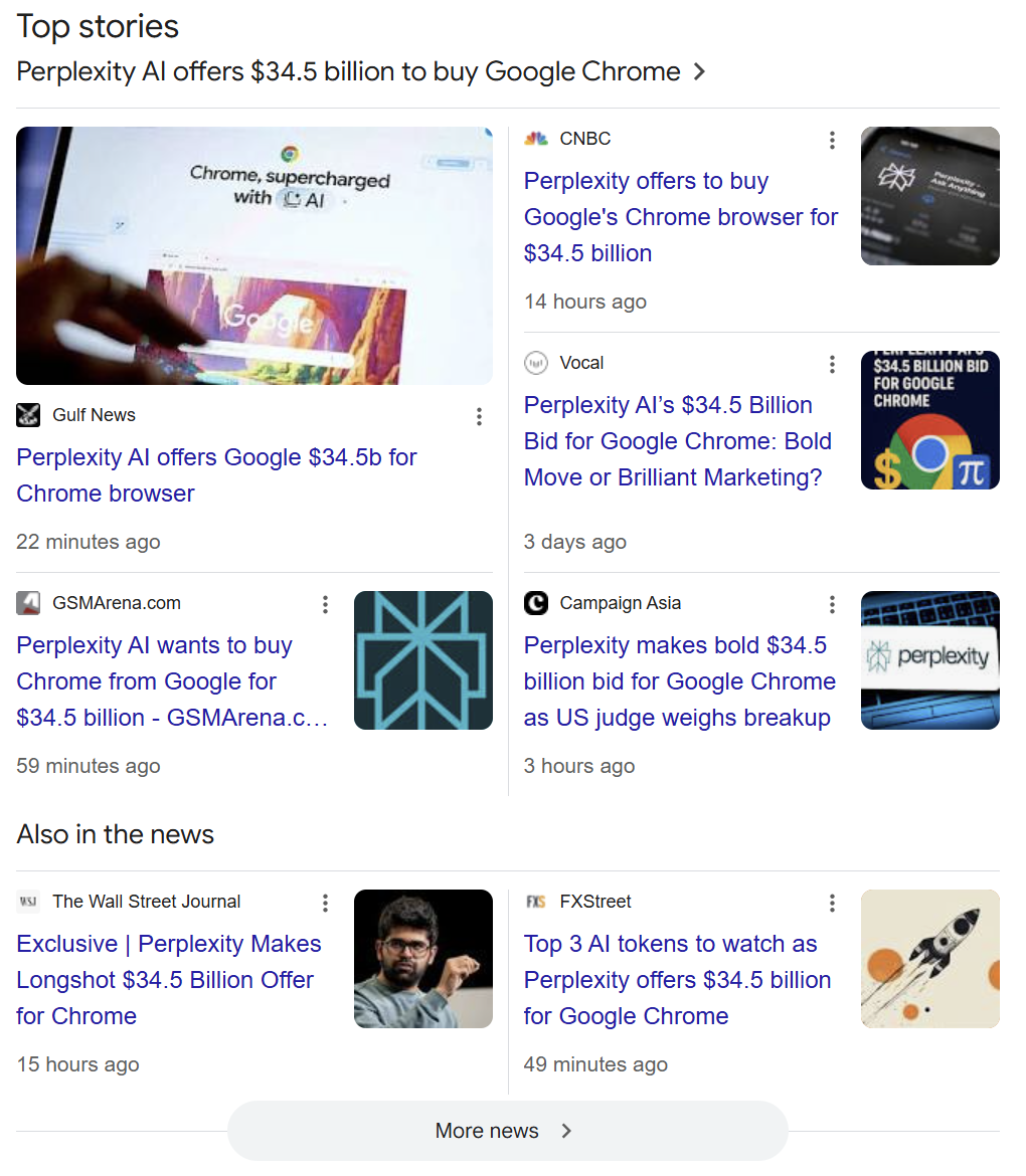 Perplexity收购Chrome浏览器的可能性几乎为零